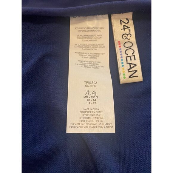 24th & Ocean Solid Mid Waist Skirted Swim Bottom Cheeky - Blue / XL - Picture 7 of 8